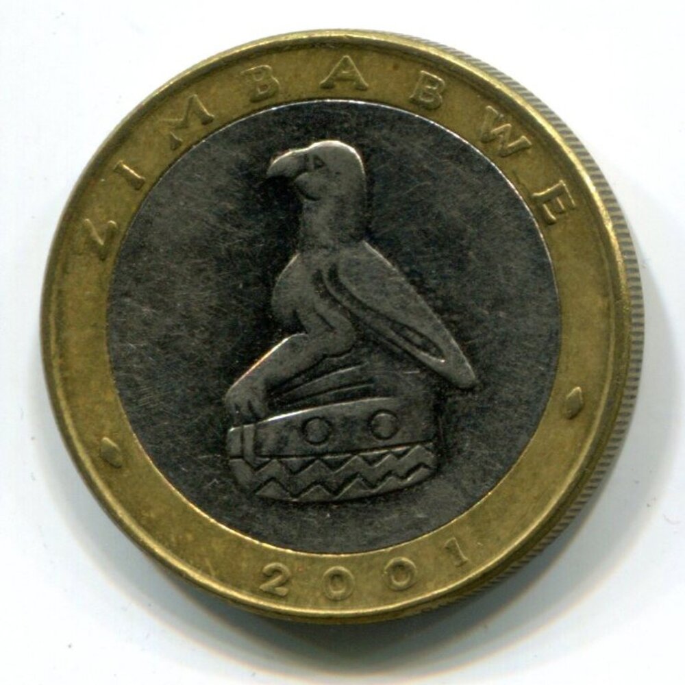 2001 Zimbabwe Bimetallic Rhino $5 Coin (b489-2)